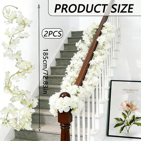 Fleurs Artificielles Suspendues,Guirlande Cerisier,Décoration de Fleurs de Cerisier de 1,8 M,Têtes Guirland Fleur de Cerisier,Convient pour Mariages,Fêtes,Jardins,Arches,Murs (1/3)