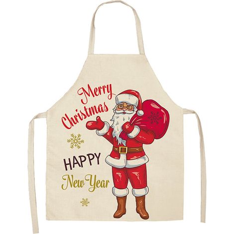 Tablier De Cuisine - Tablier De Boulangerie Et De Grillade - Motif Plaid Buffalo Noir Et Rouge Avec Flocons De Neige - Réglable - Pour Adultes - 1 Pièce (1/5)