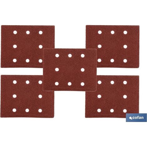 Pack de 5 feuilles de ponçage pour ponceuse orbitale 8 trous 114 x 140 mm G 120 (1/4)