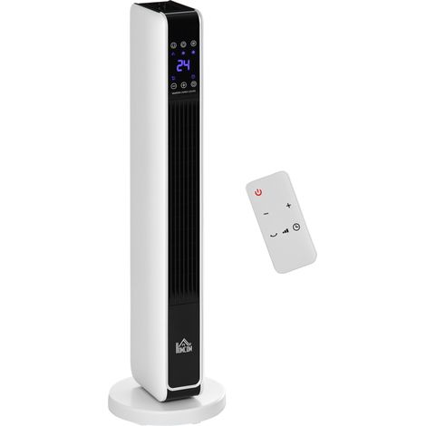 Chauffage électrique soufflant oscillant 1100/2200 W. céramique PTC. télécommande incluse. minuterie 8h. 21 x 21 x 73 cm (1/5)