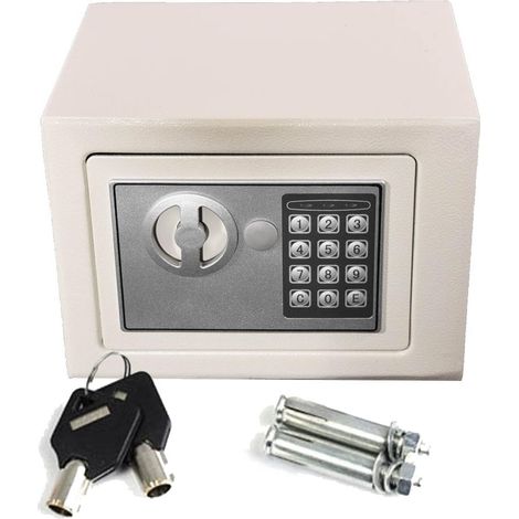 Digital Safe 4.6L Security Cash Jewelry Box Solid Steel Combination Lock With Key Freestanding Wall Floor Mounted 170 230 170mm, White (1/5)