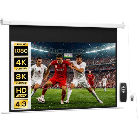 Telo per Proiettore 84 Pollici con Telecomando. in PVC e Metallo. 212x8x150 cm. Bianco (1/5)