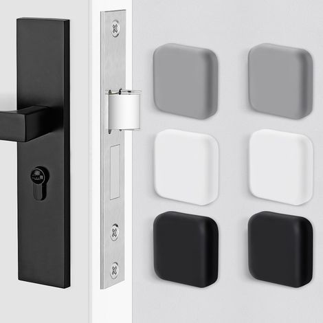 Grande set di 6 fermaporta da parete, paracolpi in gomma autoadesivi per porte, colore bianco/nero/grigio, 45 mm x 45 mm, paracolpi per maniglie, paracolpi da parete per maniglie delle porte contro il (1/4)