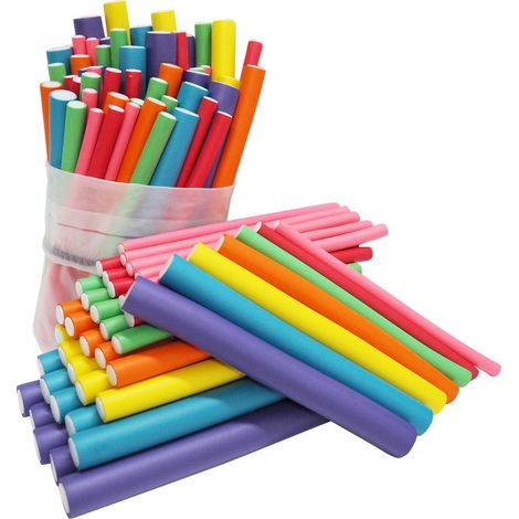 Lot de 42 bigoudis flexibles de 18 cm (7 pouces) pour cheveux courts, mi-longs et extra-longs. Sans chaleur, ils sont en mousse douce et conviennent aux cheveux courts, mi-longs et extra-longs. (1/3)