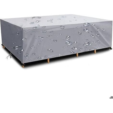 Housse de protection pour mobilier de jardin 200 x 160 x 80 cm, en tissu Oxford argenté 420D, pour table de jardin rectangulaire. (1/5)
