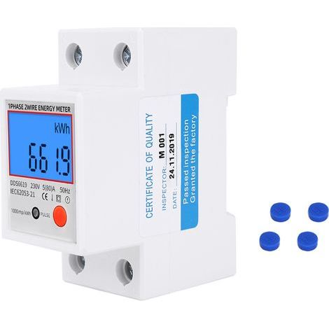 Energiezähler mit hintergrundbeleuchteter Digitalanzeige, 1-phasig, multifunktional für 230 V, 50 Hz Spannung und Stromstärke (1/5)