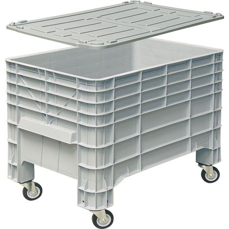 BRB Vorratscontainer/Großbox mit Deckel, mit 4 Rollen, lebensmittelecht, LxBxH 1030x630x790 mm, 276 Liter