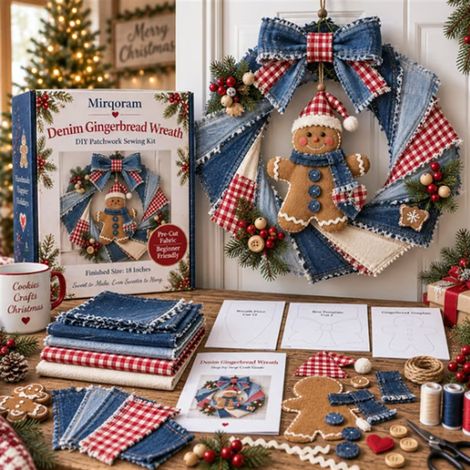 Cute, practical, innovative portable Christmas Wreath DIY Kit - Cowboy Wreath DIY Set - Gingerbread Man -
