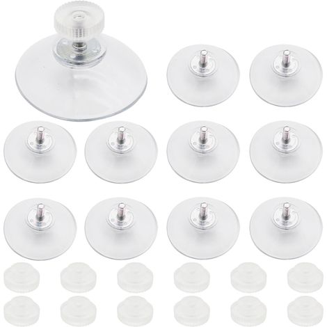 11 Pcs Ventouse Ø 40 mm Vitre, Ventouse Transparente PVC,avec Filetage M4 Écrou en Plastique Transparent, pour Fenêtre Mur Porte Verre Suspendu Quotidiennement