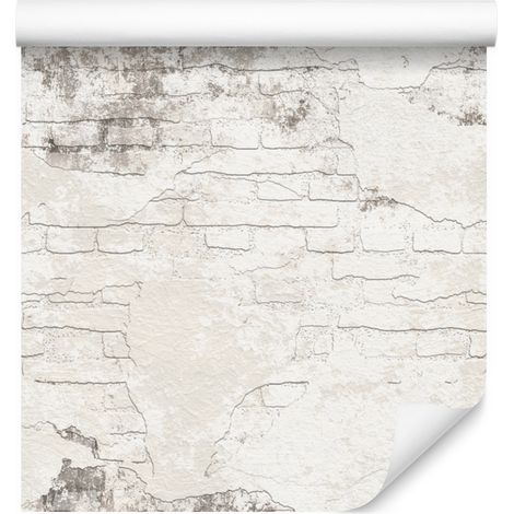 Carta da parati effetto mattoni di cemento beige per decorazione murale di soggiorno e camera da letto, 50x1000 cm (1/5)