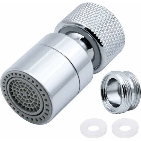 Aérateur de mélangeur en laiton, orientable sur 360°, 2 modes réglables Filtre de mélangeur de cuisine Bubbler avec adaptateur de bec - pour mélangeurs avec becs M22 mâle ou M24 femelle (1/5)