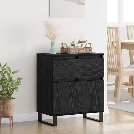Buffet-Meuble de rangement Chêne noir 60 x 35 x 70 cm Bois d'ingénierie et fer 236342 (1/5)