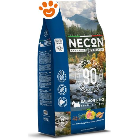 Necon Dog Adult Natural Wellness Mini Salmone e Riso - Sacco 2 Kg -