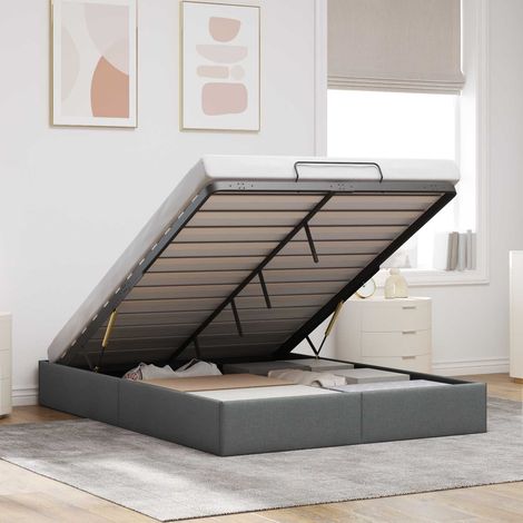 vidaXL Ottoman Bettgestell Dunkelgrau 152 x 203 cm Stoff (1/5)
