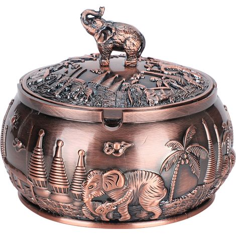 Cendrier Vintage avec Couvercle Antivent en Alliage de Zinc, Décoration Maison Unique et Cadeau Artisanal (1/5)