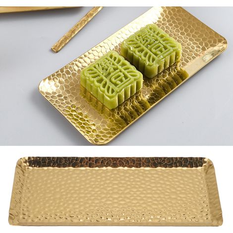 Handtuchablage/Geschirrhalter/Serviettenablage 25 x 11 cm, gehämmert, goldfarben (1/5)