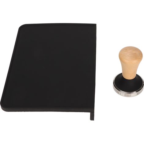 51-mm-Kaffeetamper, schwarz, mit Edelstahlfuß und Silikonmatte – Barista-Starterset (1/5)