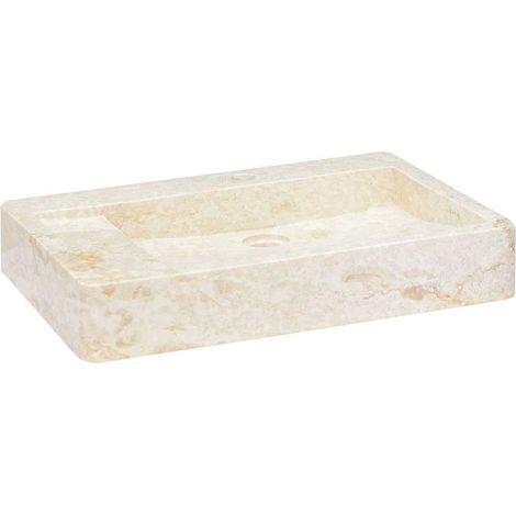 Vasque à poser Lavabo à poser pour salle de bain - Crème 58x39x10 cm Marbre BV169529 - BonneVie (1/5)