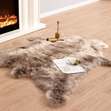 Tapis en fausse fourrure mouton 60x90cm – Poils longs 6cm – Antidérapant – Lavable à l'eau – Confort pour salon scandinave (1/4)