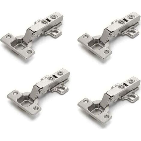 Ensemble de 4 charnières pour portes de placards, portes de meubles, angles arrondis, fermeture amortie, sans rainure, installation facile (1/4)