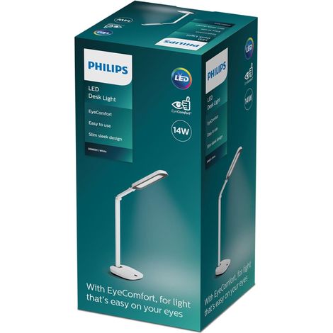 Lampe de bureau LED RobotPlus 14 W [blanc froid – blanc] pour l'éclairage intérieur de la maison, la lecture, l'étude, le bureau et le travail. (1/5)