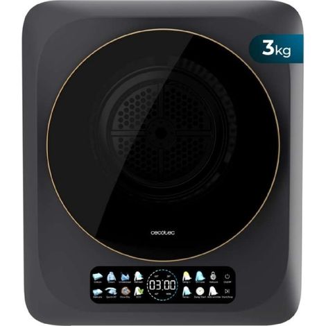 Cecotec Sèche-linge compact à évacuation 3 kg Bolero DressCode Dry 3400V Dark, 8 programmes, classe G