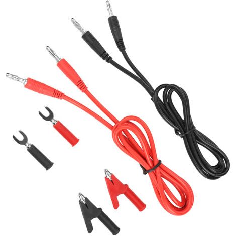 Kit de cordons de test 6 en 1 avec fiche banane, plaque d'insertion 6 mm et pinces crocodiles (accessoires P1041B)