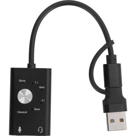 Carte son externe USB 7.1 pour PC portable, adaptateur audio Type-C vers Jack 3.5mm (1/5)