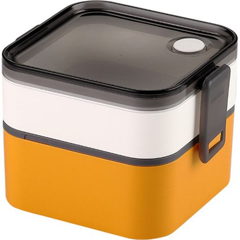 Boîte À Lunch - Boîte Bento Double Compartimentée Avec Couverts - Compatible Micro-Ondes - Pour Travail École Pique-Nique - 2 Pièces (1/5)