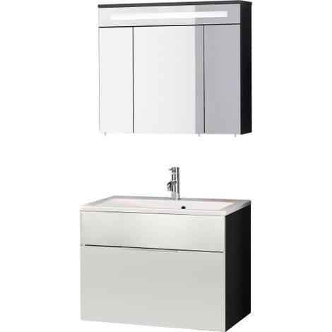 Fackelmann KARA Badmöbel Set 3-teilig, 80 cm, Anthrazit/Weiß, Gussmarmor, 1 Schublade-08131 (1/5)