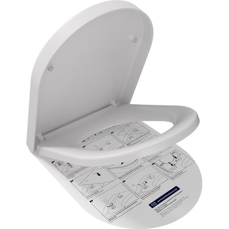 Toilettensitz mit Absenkautomatik, D-förmiger Toilettensitz, weißer Toilettendeckel für Badezimmer