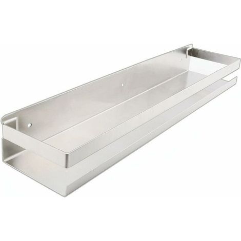 Étagère de salle de bain murale multifonctionnelle en acier inoxydable, sans perforation (brossé, 50 cm) (1/3)