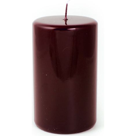 Candela cilindrica decorata "Pillar Lucid" bordeaux decorazione natalizia -H 5.7 cm (1/4)