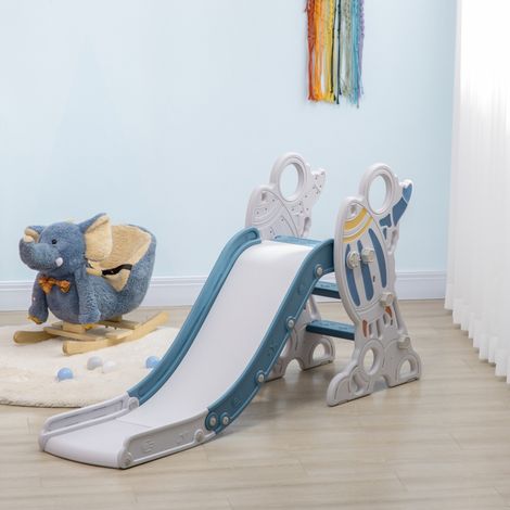 Area giochi per bambini 157 x 46,5 x 80 cm, design a razzo, plastica blu, scivolo da 1,35 m (1/5)