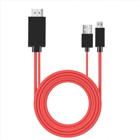 Câble convertisseur micro-USB vers adaptateur de 2 mètres (11 broches, rouge) (1/5)