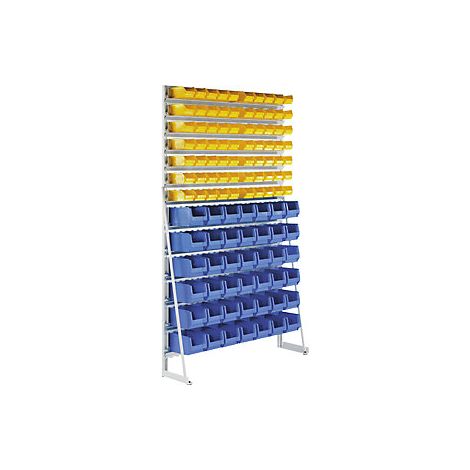 Estantería de postes para piezas pequeñas con cajas visualizables