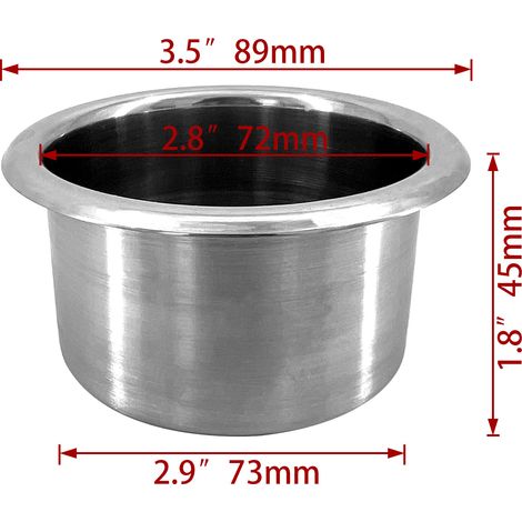 Stainless steel cup holder for yachts and motorhomes, suitable for teacups, water cups and as an accessory, cup holder 89 x 45 mm