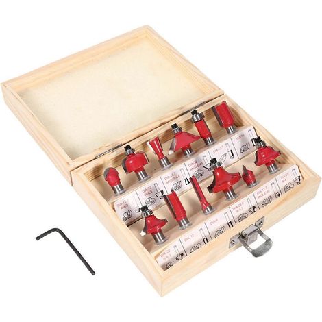 12-teiliges Set Hartmetall-Fräser mit 8-mm-Schaft im Holzkoffer