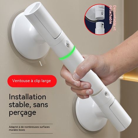 Barre d’appui de salle de bain sans perçage à ventouse, poignée de sécurité antidérapante pour toilettes, adaptée aux personnes âgées (1/5)