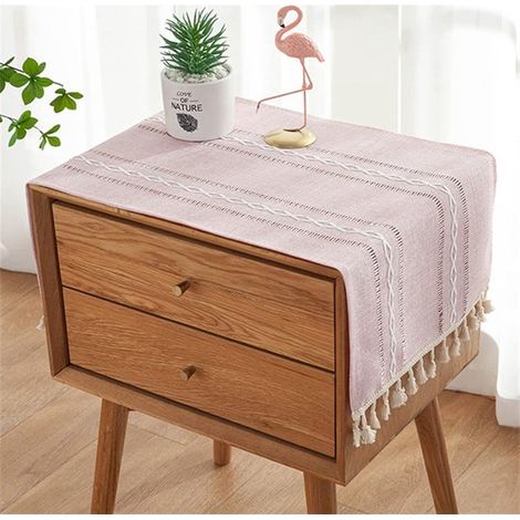 Nachttischdecke mit Quasten – 40 x 90 cm – Rosa (1/5)