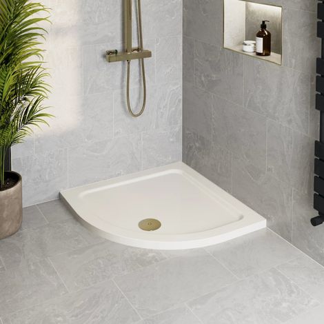 800 x 800mm Low Profile Non Slip Quadrant Shower Tray for Enclosure with Brass Waste (1/3)