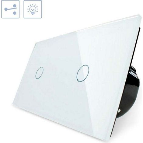 Conmutador táctil, 2 botones, frontal blanco (1/5)