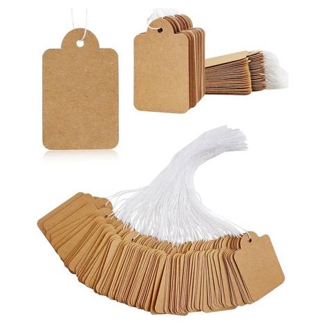 500 Stück Kraftpapier-Preisschilder mit Linie 2,8 x 4,5 cm, Blanko-Preisschilder für Kleidung zum Beschriften von Schmuck-, Bekleidungs- und Flohmarktdisplays (1/5)