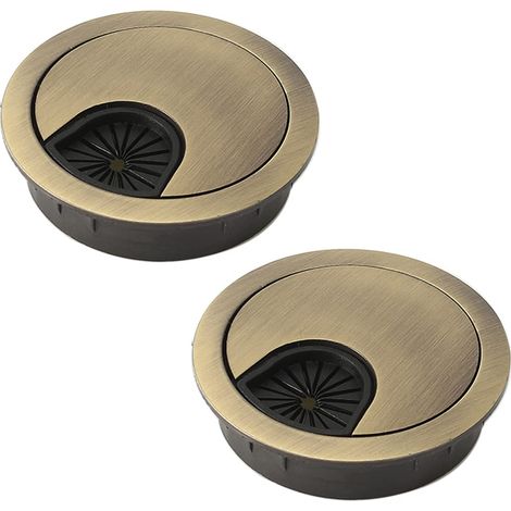 Lot de 2 œillets de câble de Bureau 80 mm, Trou de câble en métal, Cache-Trou Rond pour Organiser Les câbles de Bureau (Bronze) (1/5)