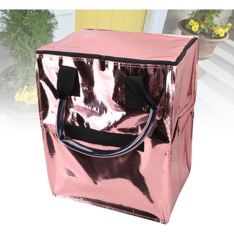 《Grocery Bag On Wheels》 Portable, Large Capacity, Rose Gold, Waterproof Woven Fabric/PP, Collapsible Shopping Cart (1/5)