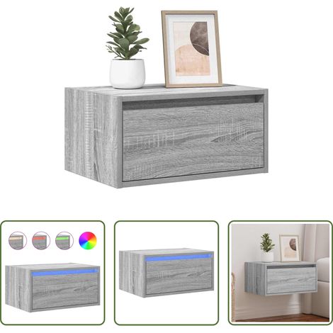 LED-Beleuchtung - Wand-Nachttisch mit LED-Leuchten Grau Sonoma (1/5)