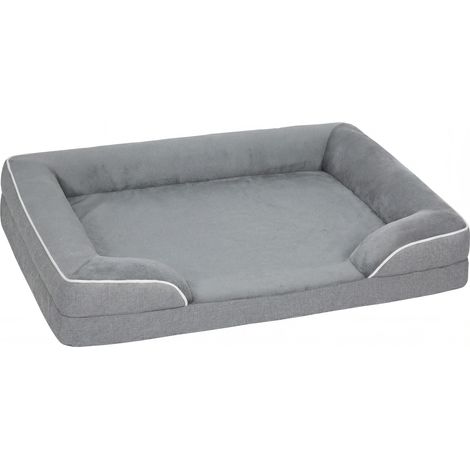 Cama para perros medianos y gatos con base antideslizante, funda extraíble y lavable 91,5x68,5x16,5 cm Gris