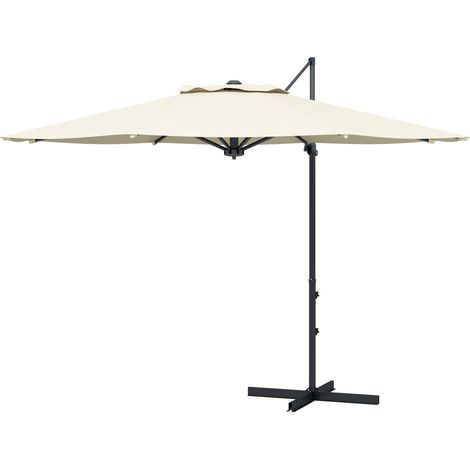 Pare-soleil réglable Jardin Ø294x242 cm Crema avec système 360° et poteau de ventilation