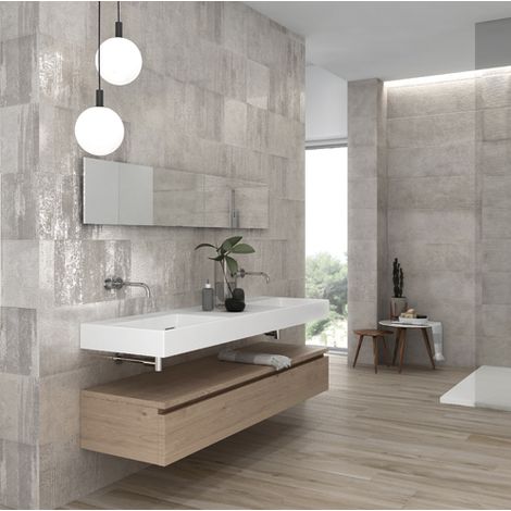 Aelle - Carrelage mur moderne décor paillette gris 25x75 cm MATERIKA DECOR A&B - Vendu par boîte de 0.374 m²