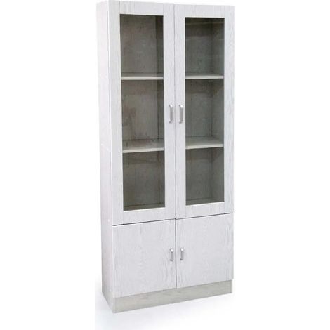 Mueble de madera Atena 72 x 26 x 170 cm, blanco, 4 puertas, diseño moderno